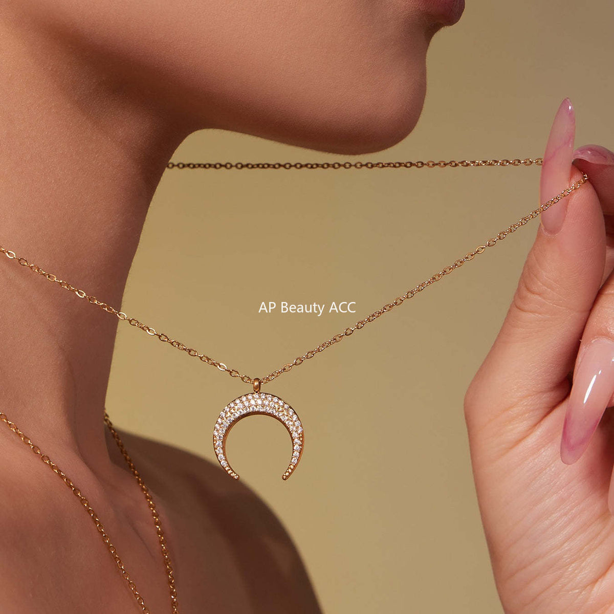 D관 - 스테인리스 스틸 팔각별 초승달 큐빅 펜던트 귀걸이 목걸이 [TXP485] 25.11-4