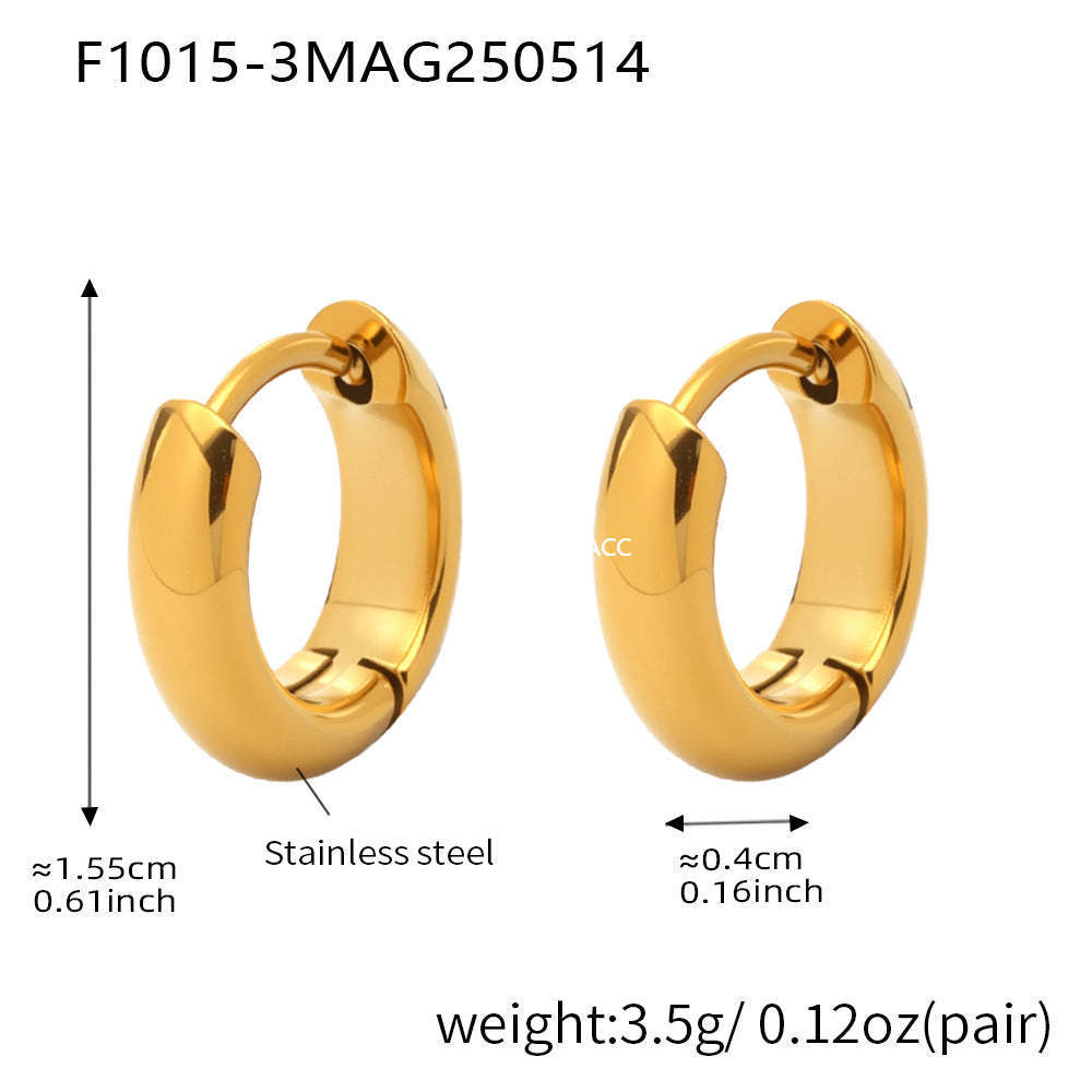 D관 - 투톤 원형 18K 도금 스테인리스 스틸 귀걸이 [F1015-F1098] 25.05-4