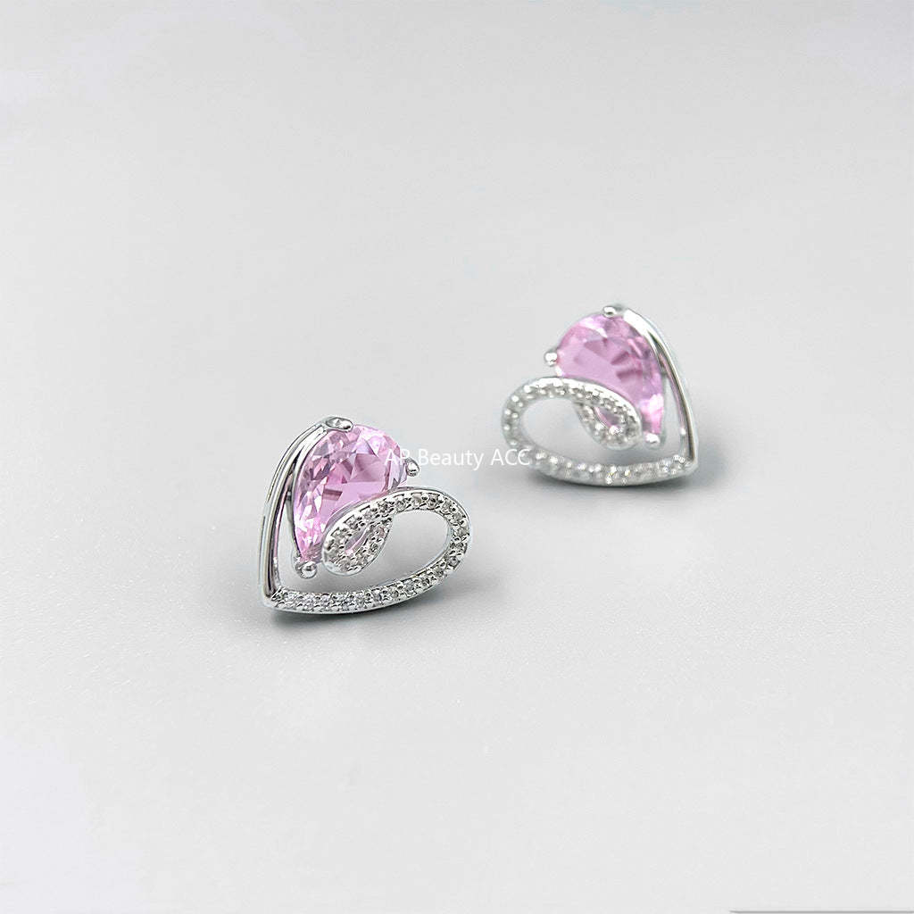 C관 - 미니 큐빅 백금 도금 비대칭 감각적인 귀걸이 [4390] 24.06-4