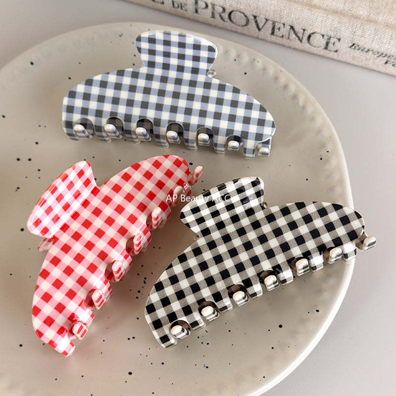 E관 - 아세테이트 체크무늬 심플 스타일 집게핀 [27612] 25.10-5