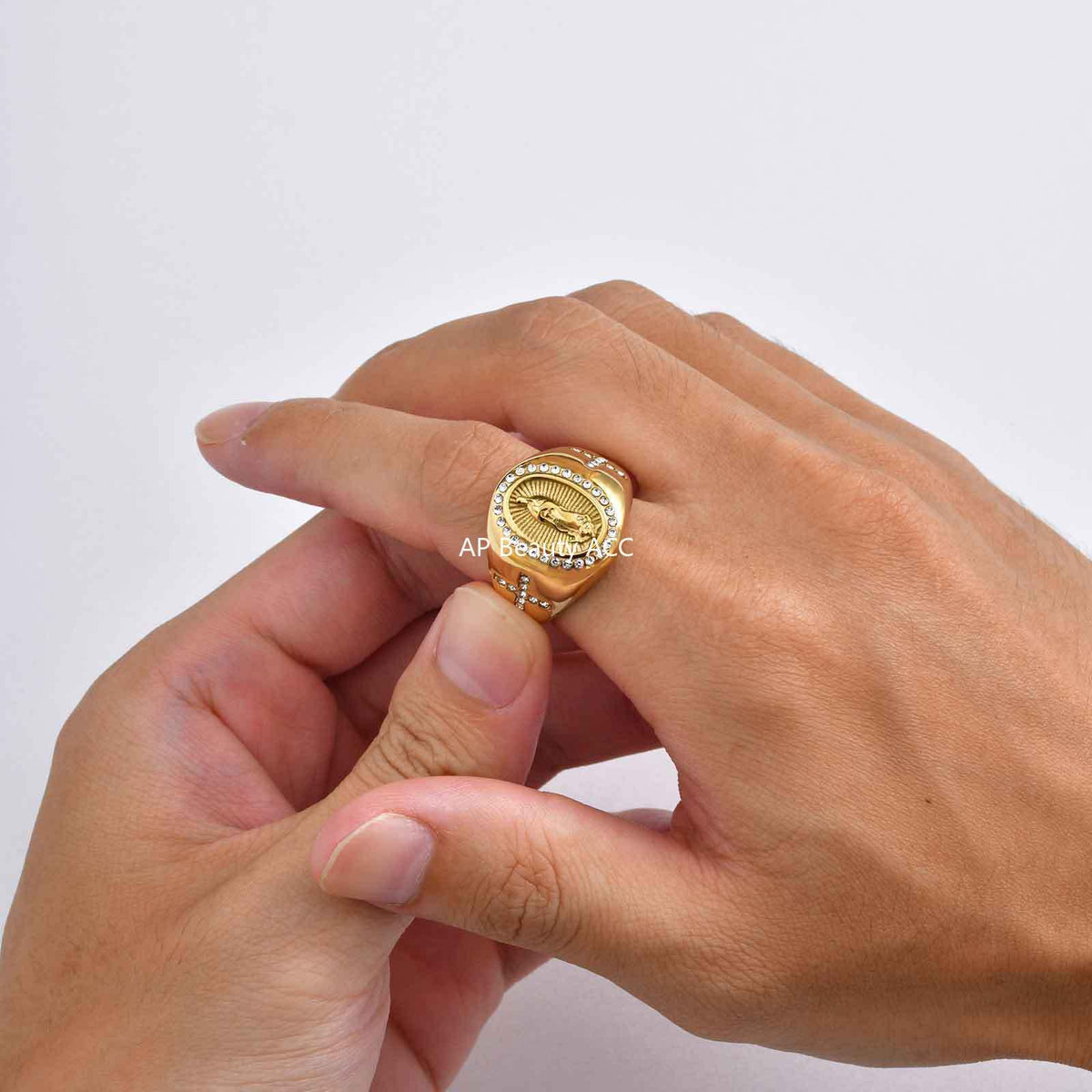 G관 - 스테인리스 성모 마리아 십자가 큐빅 볼드 반지 [RC-959] 25.11-1