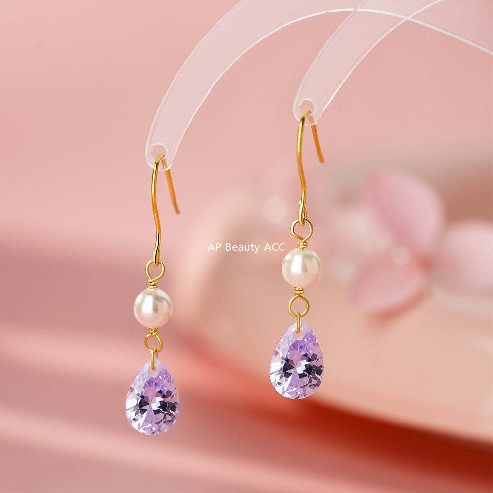 B관 - 925 실버 큐빅 진주 드롭 후크 귀걸이 [YC9337E_1] 25.12-1