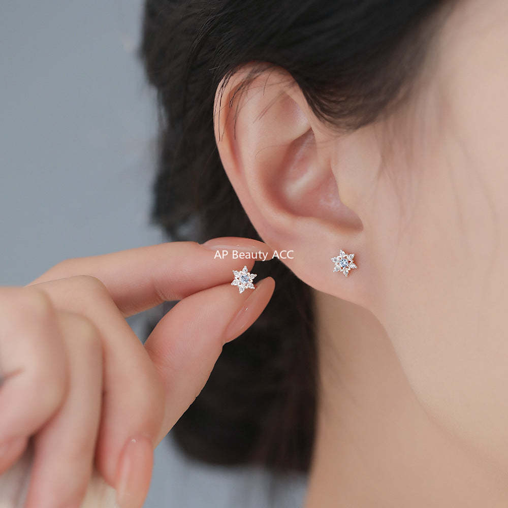 B관 - 999 실버 눈꽃 모양 귀걸이 [YC9912E_1] 25.12-2