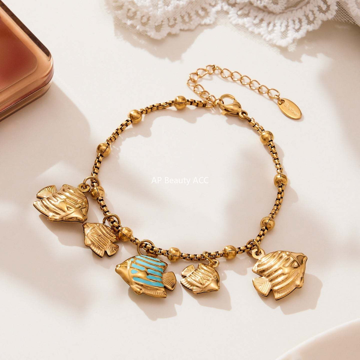 D관 - 스테인리스 스틸 조개 나뭇잎 하트 디자인 펜던트 팔찌 [E685] 25.10-4