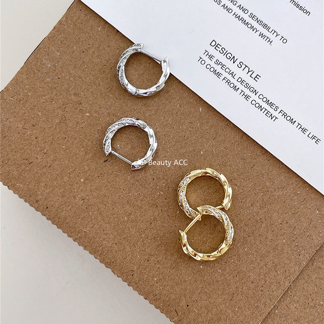 A관 - 925 은침 뫼비우스 큐빅 후프 귀걸이 [EH-4194] 25.10-3