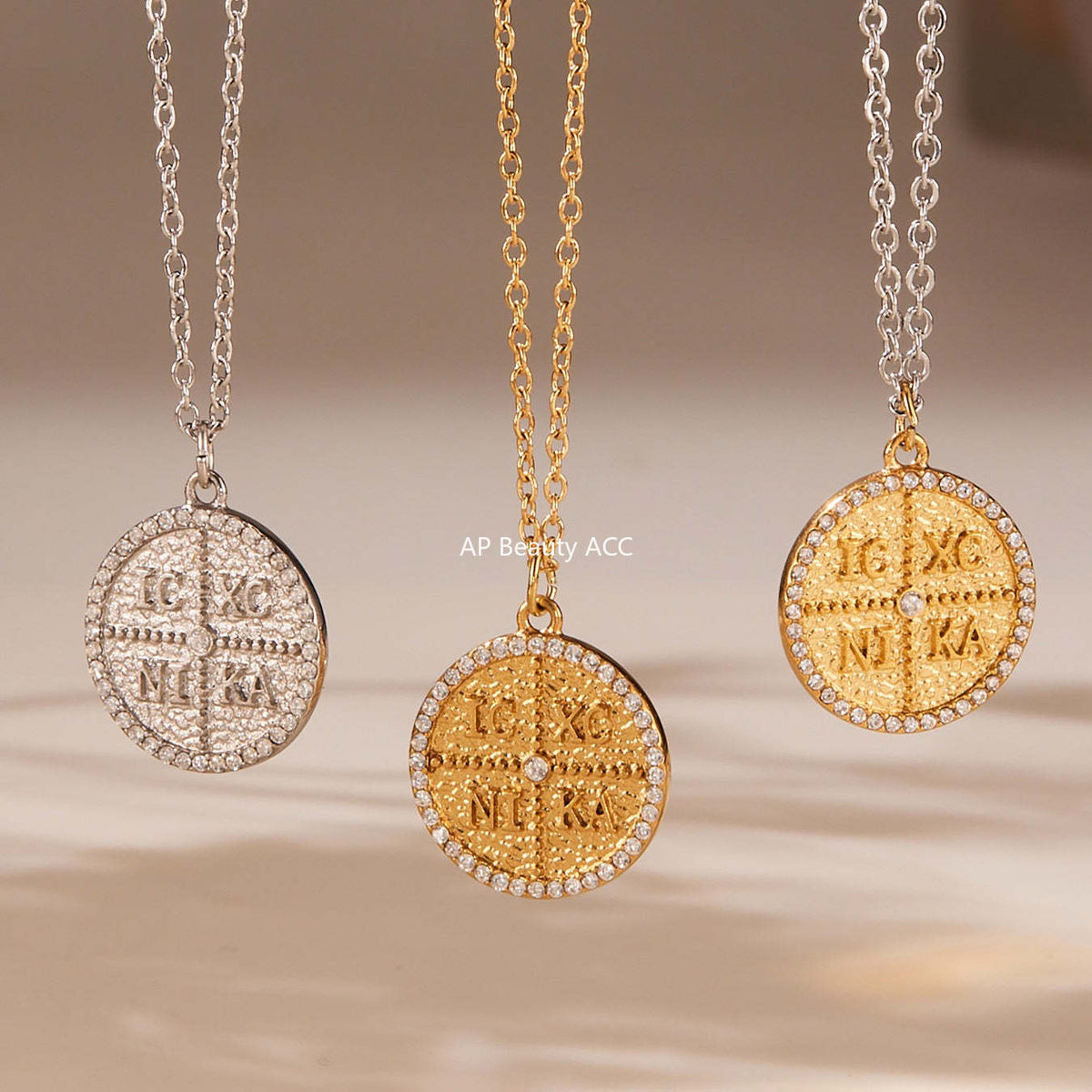 D관 - 스테인리스 스틸 이니셜 원형 큐빅 펜던트 18K 도금 목걸이 [P367] 25.11-4