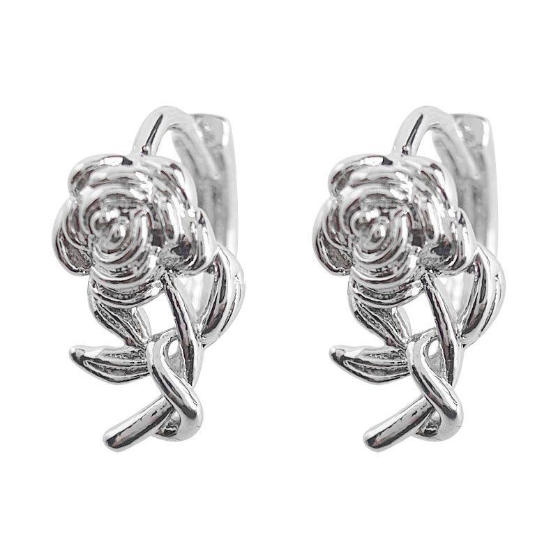 C관 - 장미 디자인 인스타 감성 유니크 심플 링형 귀걸이 [3614] 24.03-1