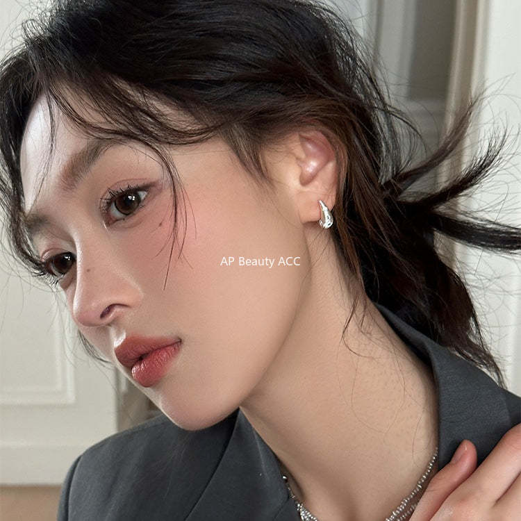 A관 - 세로 줄무늬 팔각별 큐빅 후프 귀걸이 [EH-4097] 25.12-1