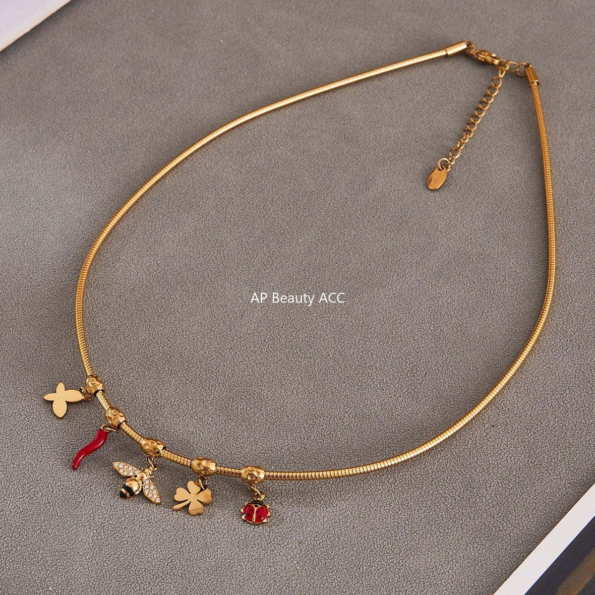 D관 - 18K 골드 도금 스테인리스 스틸 벌 종 멀티 펜던트 목걸이 [P1253] 25.09-2