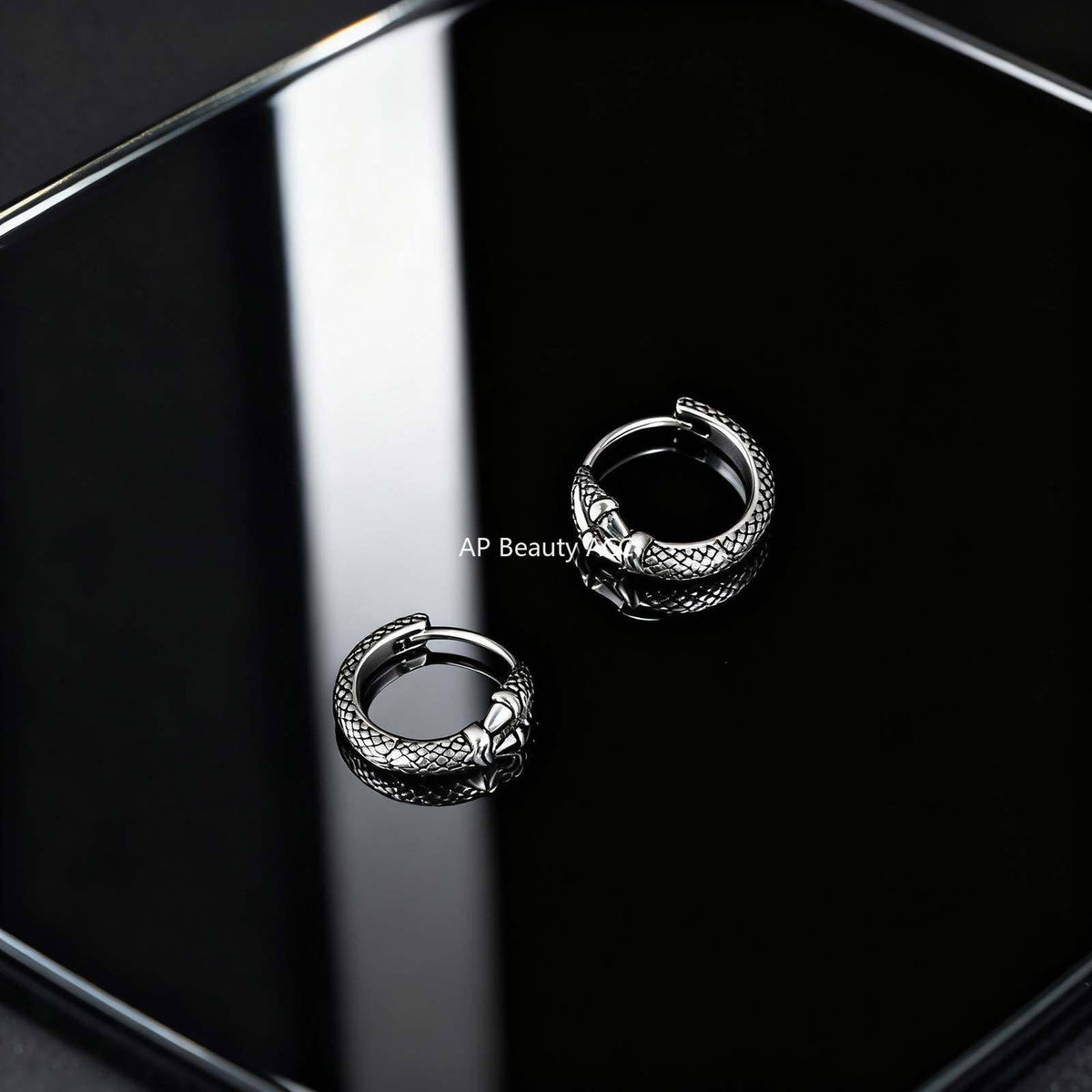 G관 - 스테인리스 스틸 뱀 형상 링 귀걸이 [EH-837S] 25.12-2