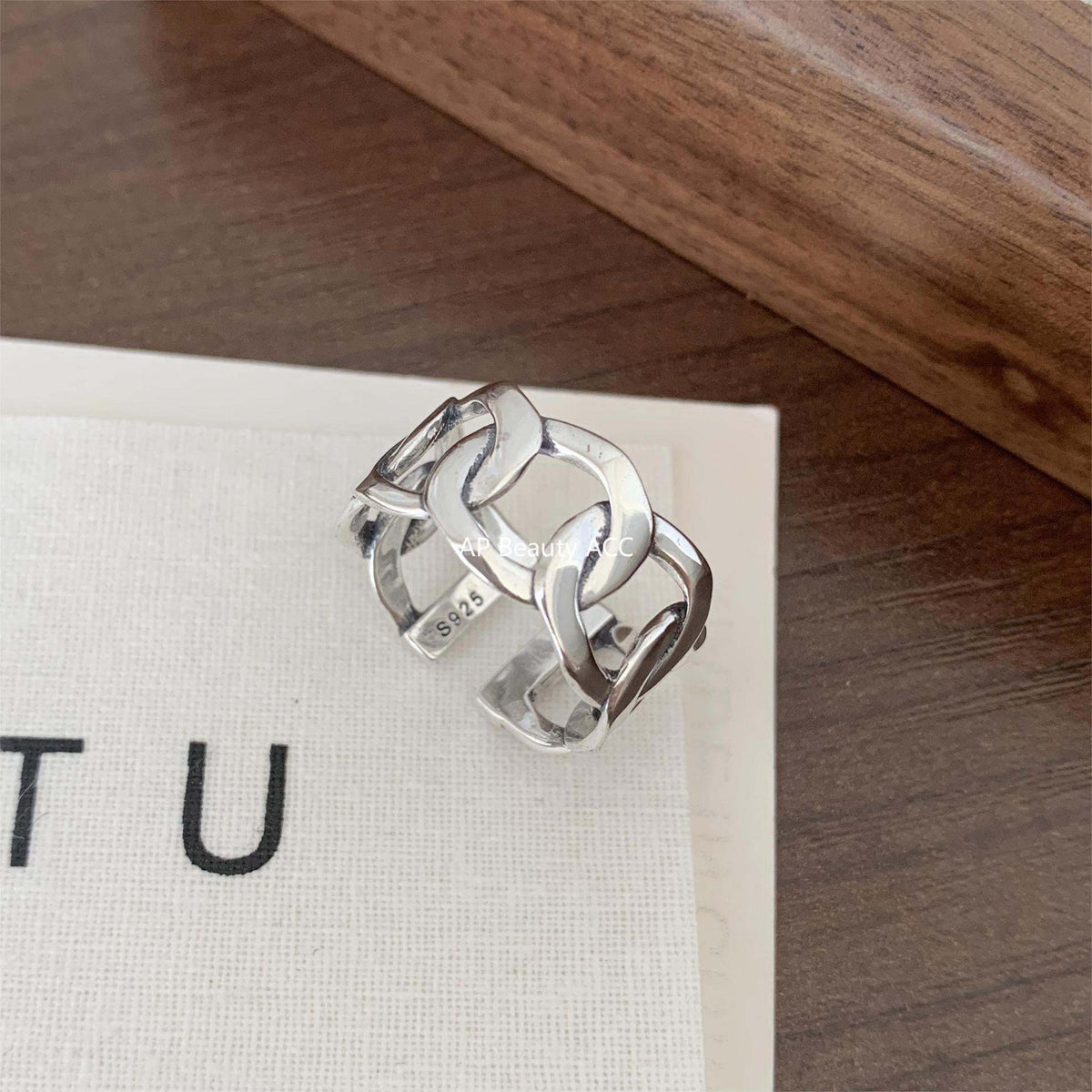 F관 - 925 실버 볼드 체인 오픈형 반지 [J549] 25.12-2