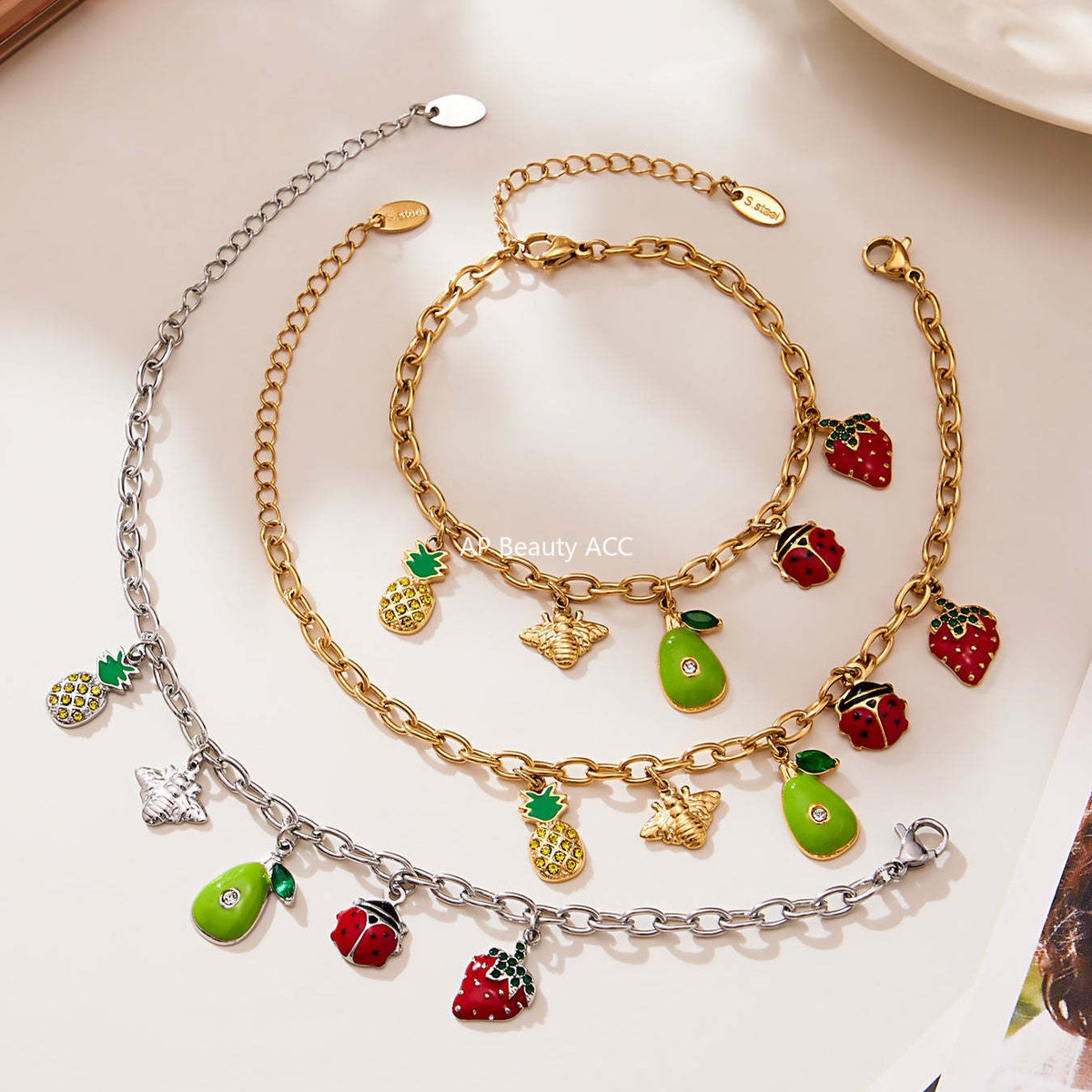 D관 - 스테인리스 스틸 큐빅 과일 열기구 지구본 펜던트 목걸이 팔찌 반지 [TXP422] 25.10-4