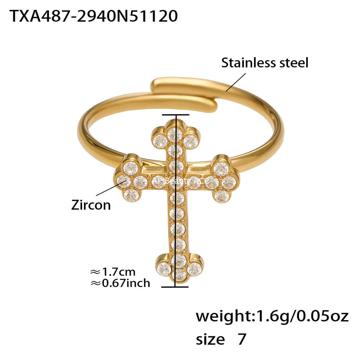 D관 - 스테인리스 스틸 십자가 큐빅 펜던트 목걸이 팔찌 귀걸이 반지 [TXP487] 25.11-4