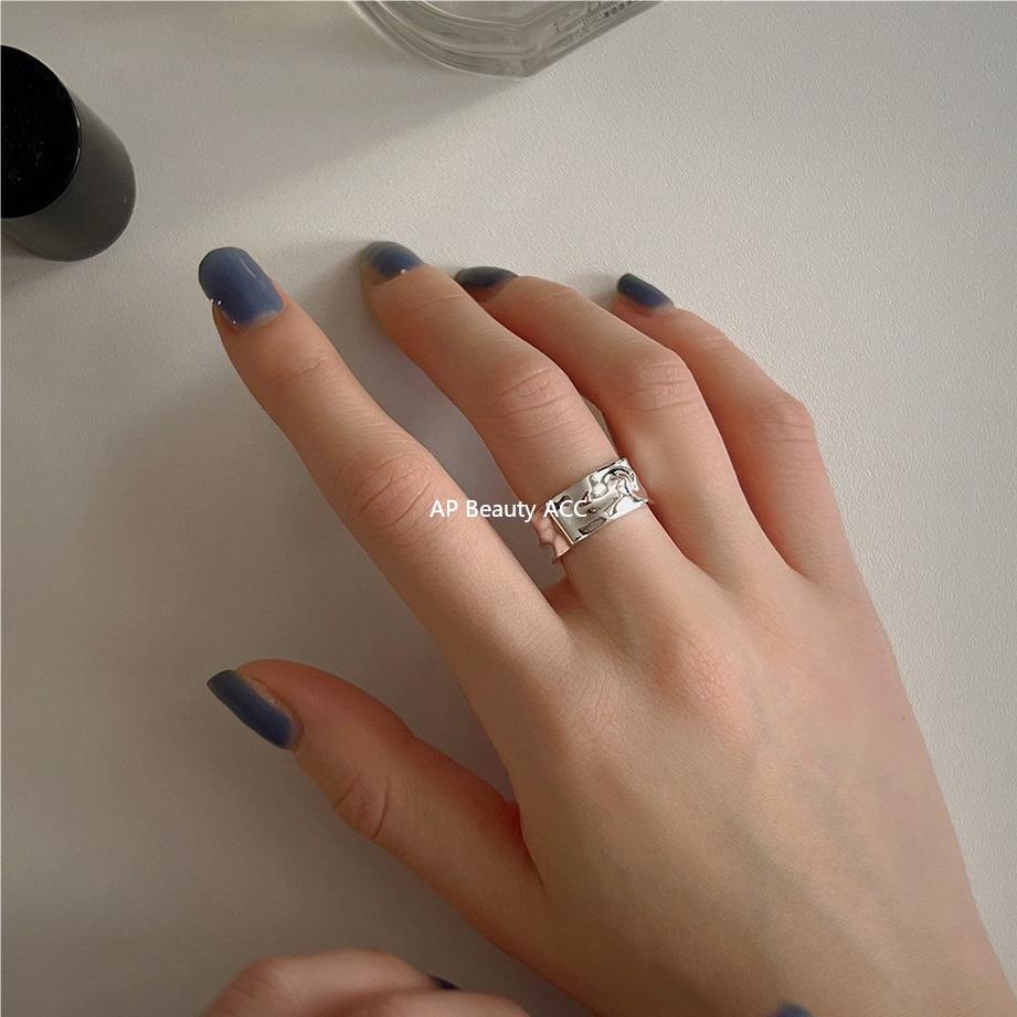 F관 - 925 실버 비정형 물결 디자인 볼드 반지 [J1827] 25.10-4