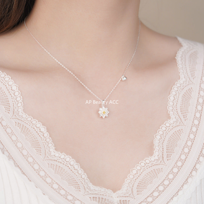 B관 - 999 실버 연꽃 플라워 펜던트 목걸이 [YC3184N] 25.11-1