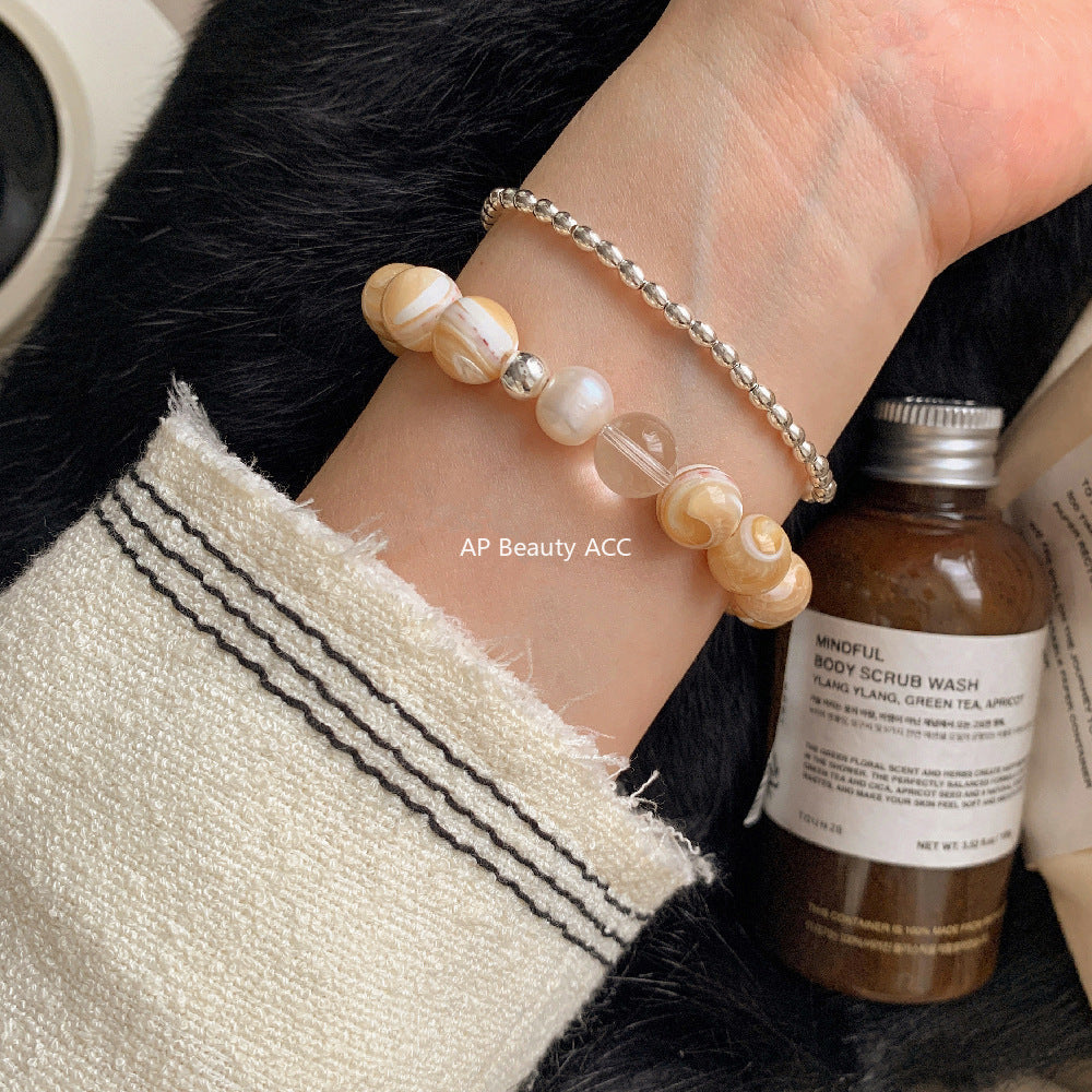 A관 - 자개 진주 담수 진주 백수정 황수정 비즈 팔찌 [1543] 25.11-2