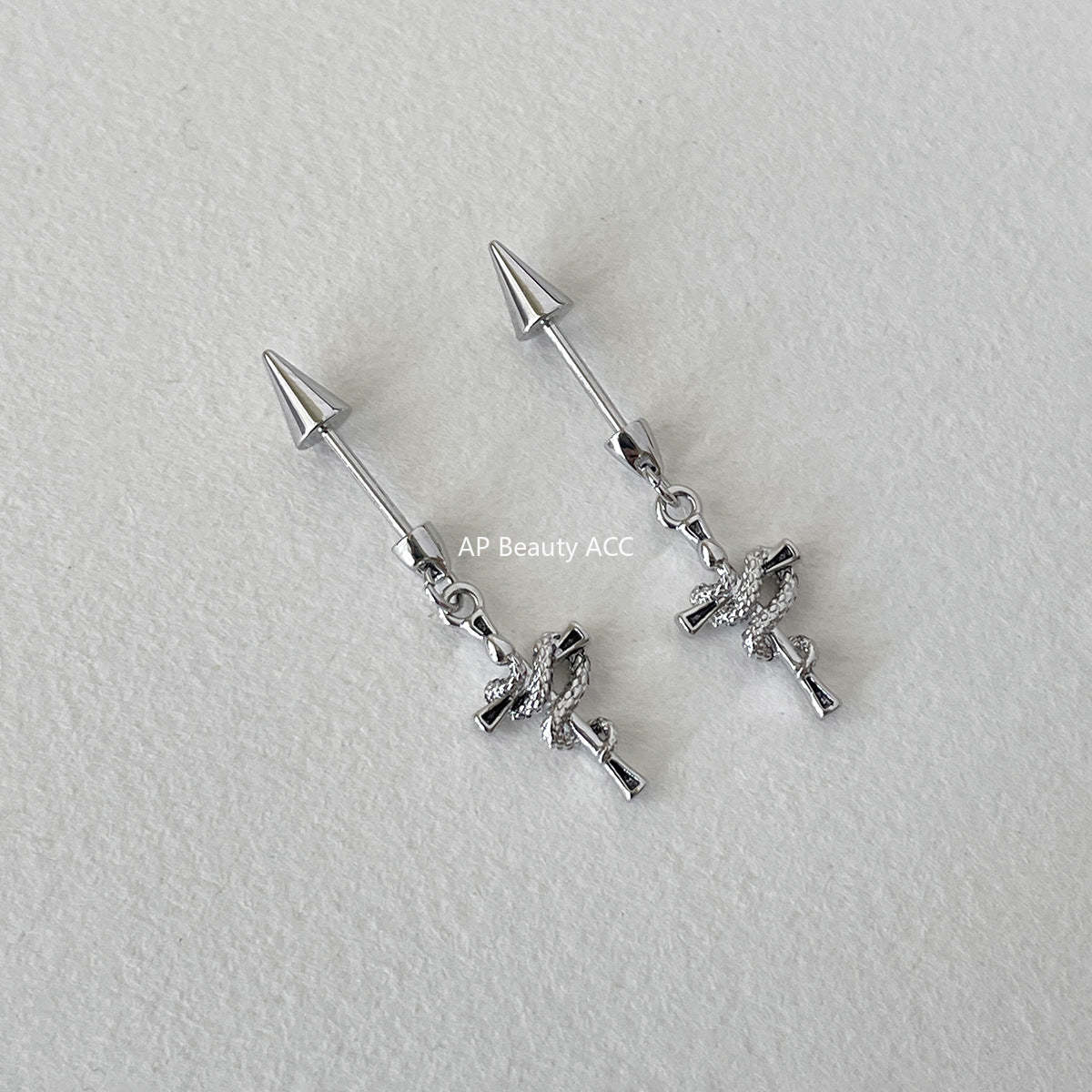 A관 - 꼬임 스네이크 십자가 티타늄 스틸 피어싱 귀걸이 [EH-4346] 25.12-3