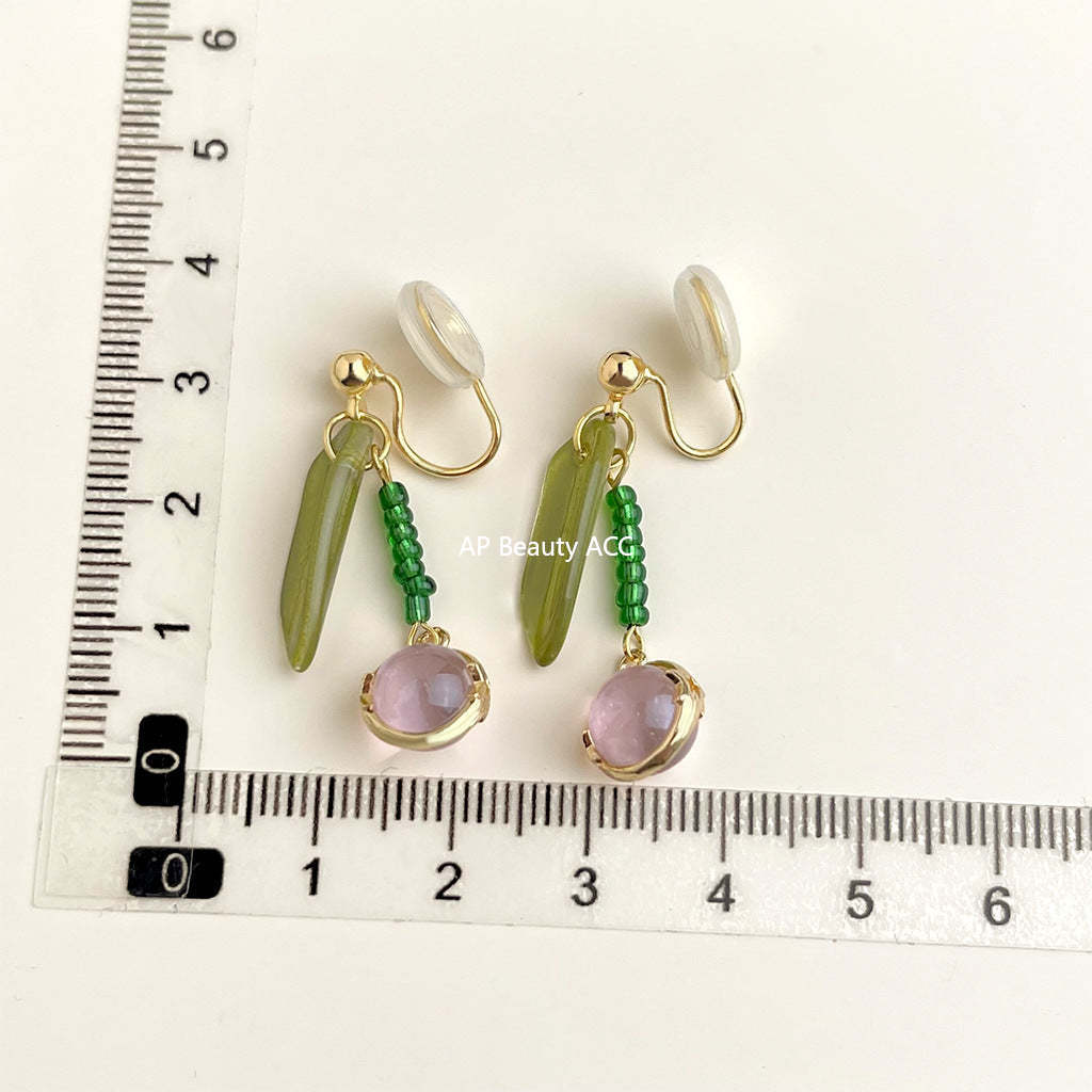 C관 - 18K 도금 에나멜 플라워 이어커프 귀걸이 [EJ0301S] 25.03-1