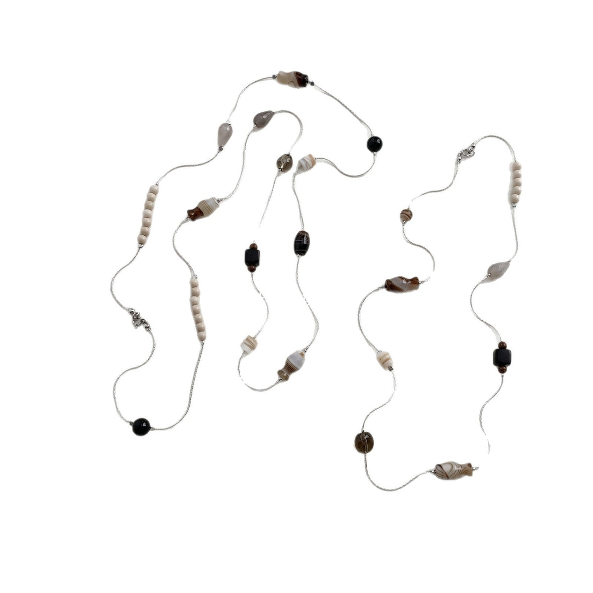 A관 - 925 실버 천연 마노 연수정 비즈 목걸이 [1459-1460] 25.10-3