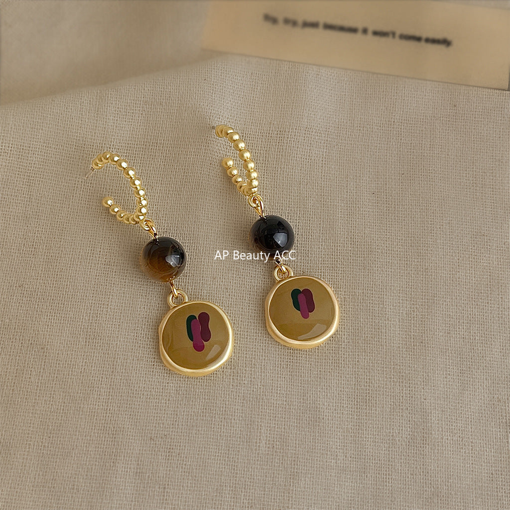 C관 - 925 은침 핸드메이드 천연 호안석 드롭형 귀걸이 [6872] 25.10-1