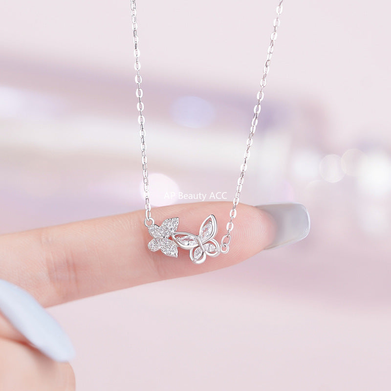 B관 - 999 실버 더블 나비 펜던트 목걸이 [YC3079N_1] 25.10-1