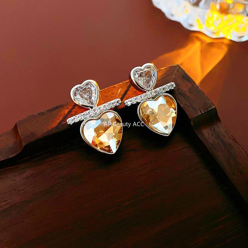 C관 - 실버 큐빅 하트 심플 유니크 인스타 감성 귀걸이 [E18875] 24.02-1