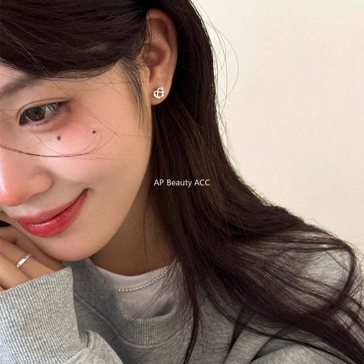 A관 - 999 실버 프레즐 모양 큐빅 귀걸이 [EH-3307.sj] 25.12-1