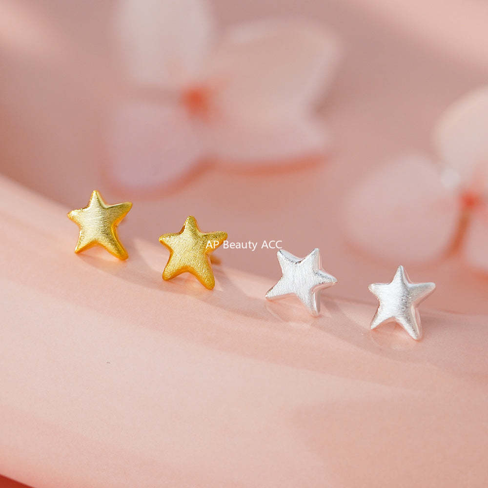 B관 - 999 실버 샌딩 불규칙 별 모양 귀걸이 [YC3448E_1] 25.11-4