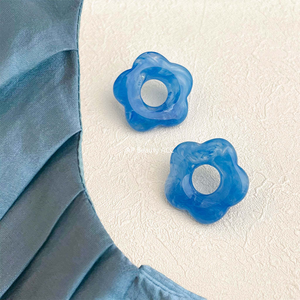 C관 - 블루 아크릴 플라워 925 은침 귀걸이 [5774] 25.03-4