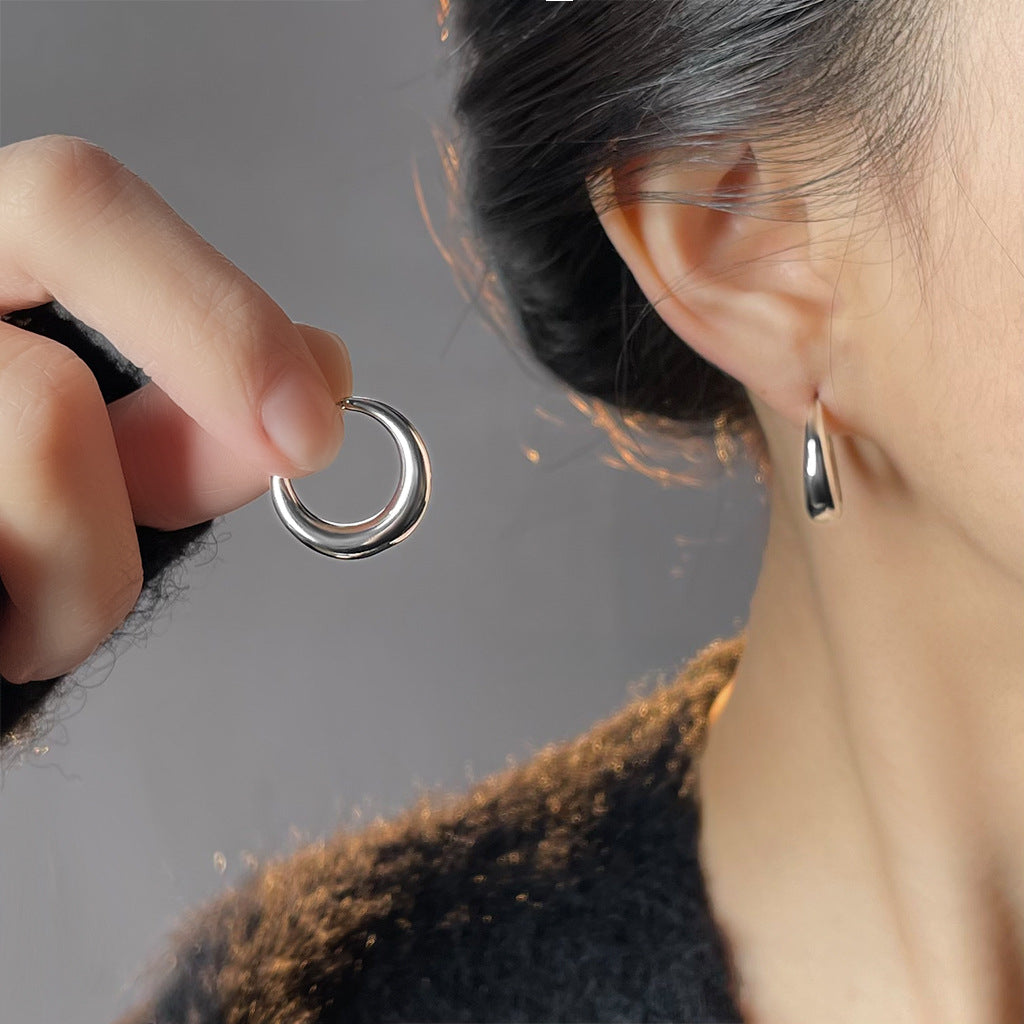 C관 - 14K 도금 925 은침 원형 귀걸이 [5366-5369] 25.02-3