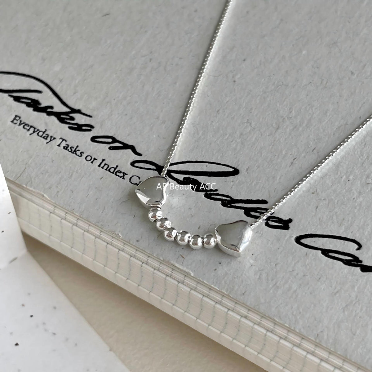 F관 - 925 실버 하트 라운드 비즈 펜던트 목걸이 [B1383] 25.11-3