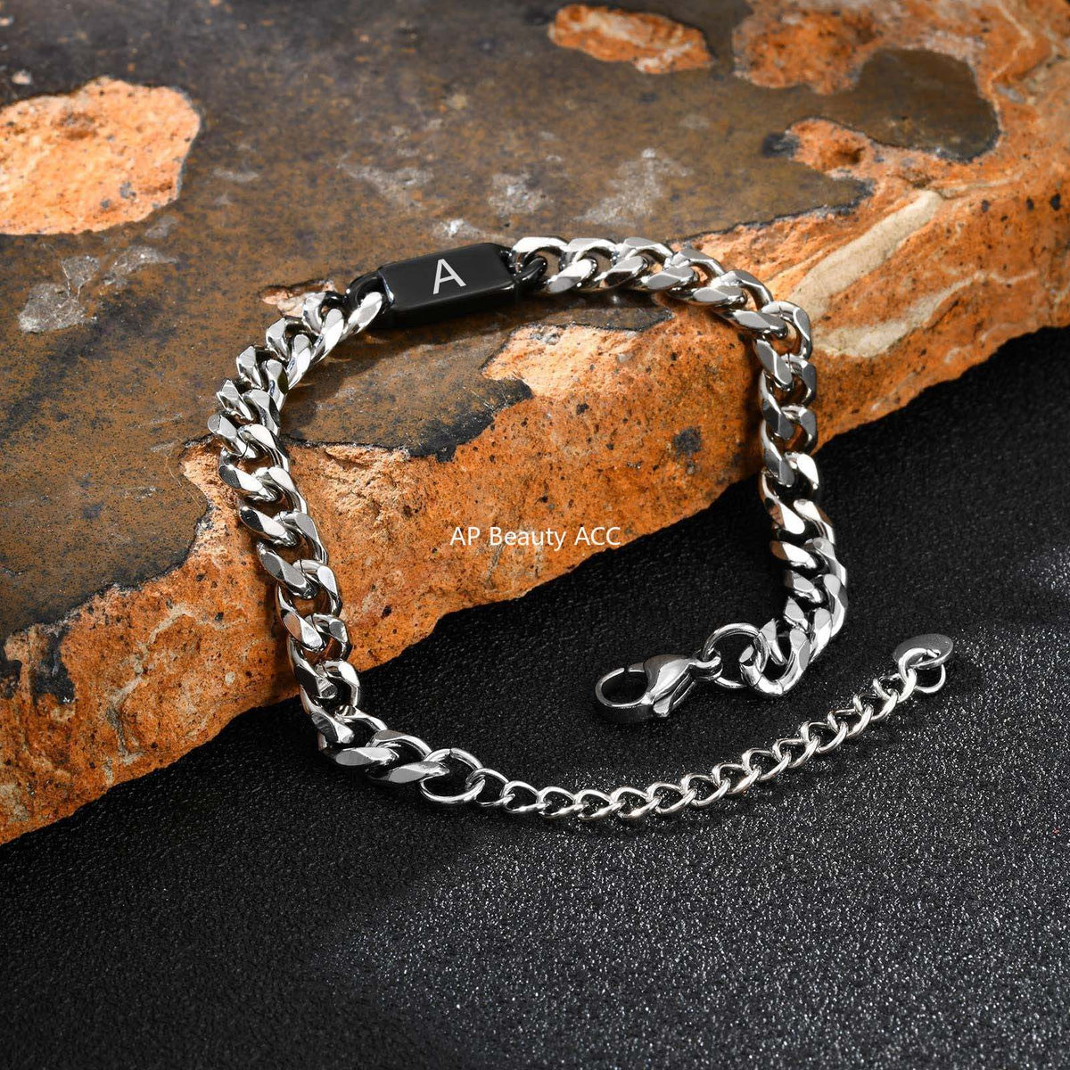 G관 - 각인 가능 레이저 알파벳 쿠바 체인 스테인리스 팔찌 [BR-2704] 25.11-3