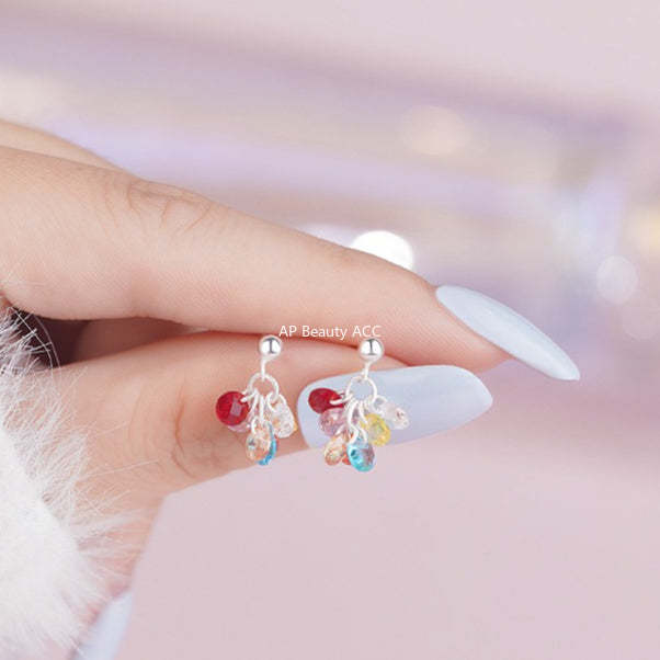 B관 - 925 실버 포도 컬러 큐빅 비즈 귀걸이 [YC4885E_2] 25.09-4