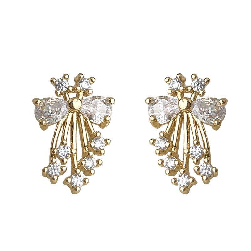 C관 - 큐빅 플라워 나비 18K 도금 귀걸이 [5770] 25.04-2