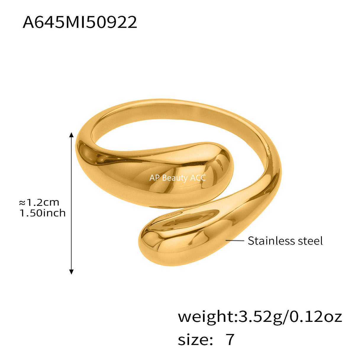 D관 - 스테인리스 스틸 기하학 라인 진주 오픈형 반지 [A388-A645] 25.09-4