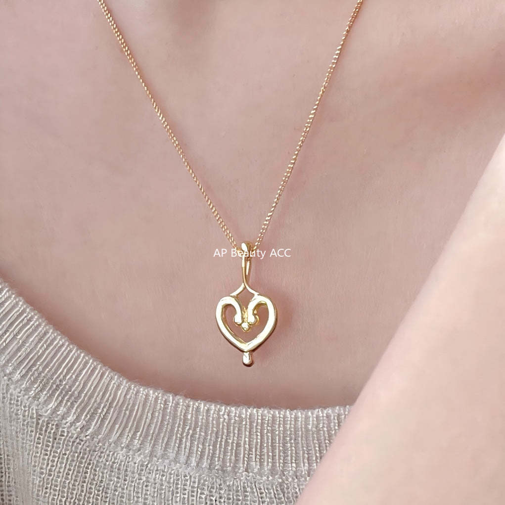 F관 - 925 실버 하트 펜던트 목걸이 [B1382] 25.11-3