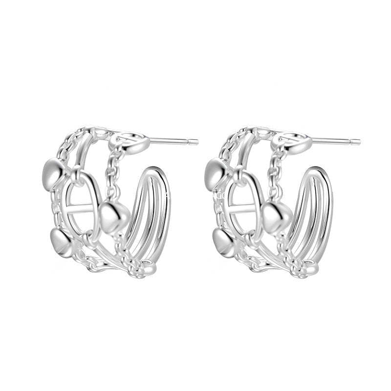 A관 - C형 라인 디자인 하트 돼지코 스터드 귀걸이 [EH-4107] 25.10-5