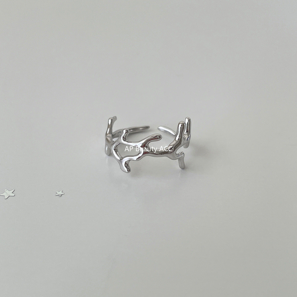 A관 - 925 실버 불규칙 나뭇가지 별 디자인 반지 [JZ-0708] 25.10-3