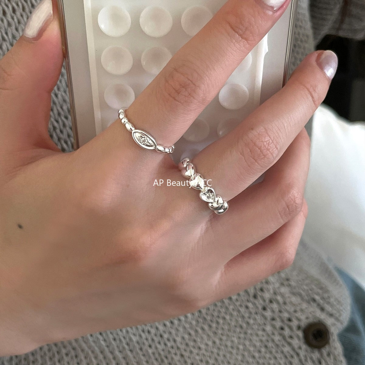 A관 - 925 실버 하트 별 큐빅 오픈형 반지 [JZ-0719] 25.11-1