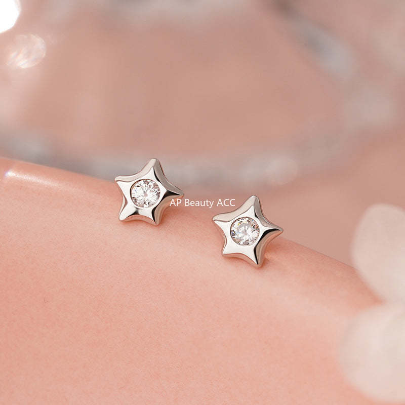 B관 - 999 실버 별 모양 큐빅 스터드 귀걸이 [YC3484E_1] 25.10-4