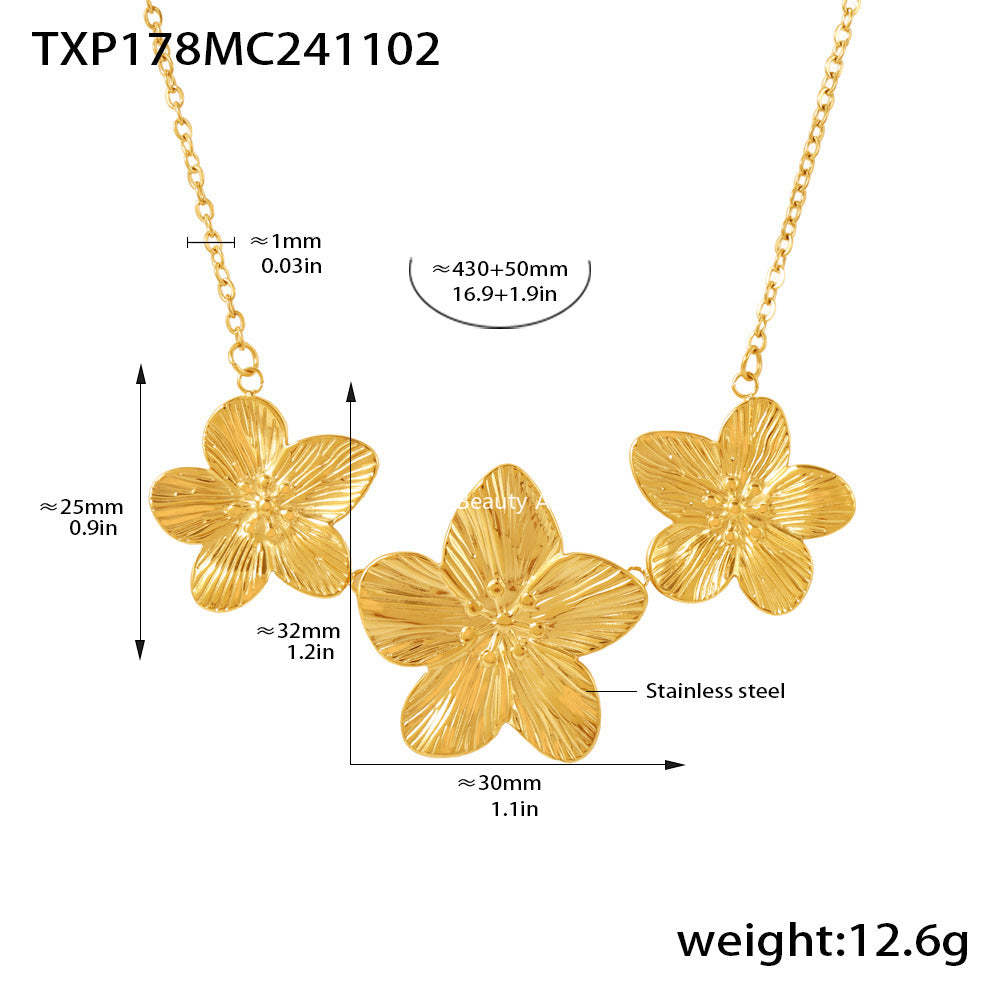 D관 - 골드 플라워 디자인 스테인리스 스틸 PVD 18K 도금 변색 방지 반지 목걸이 팔찌 [TXP-A-Z178] 24.11-2