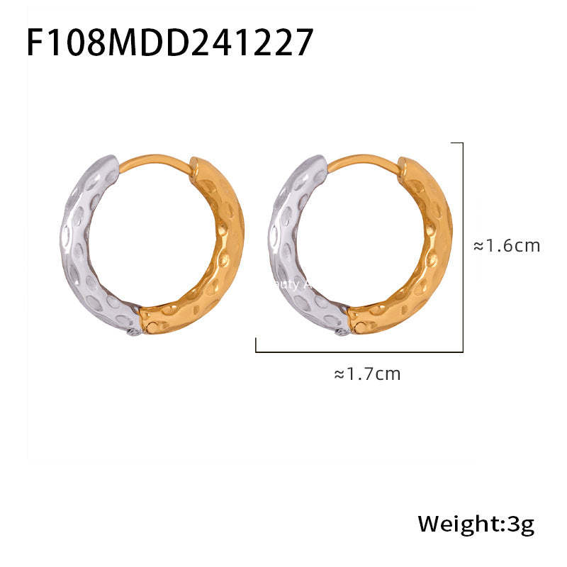 D관 - 심플 링 스테인리스 스틸 18K 도금 귀걸이 [F451] 25.01-1