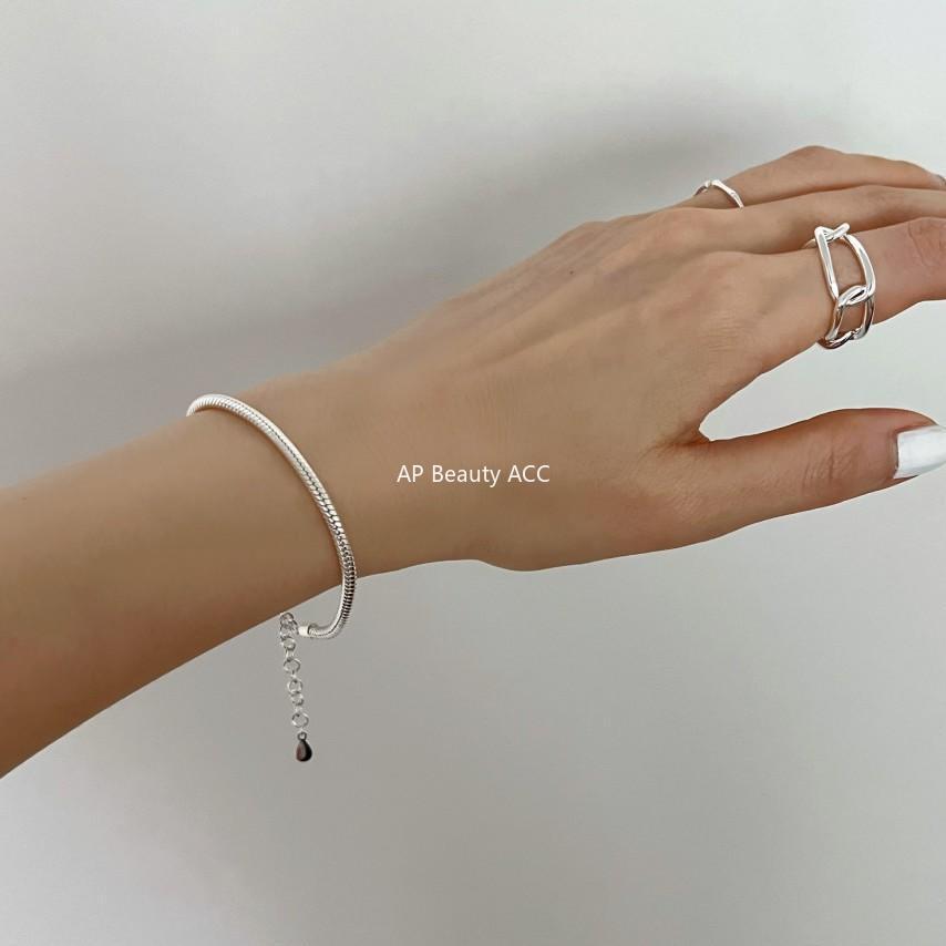 F관 - 925 실버 볼드 스네이크본 뱀뼈 체인 팔찌 [A324] 25.11-2