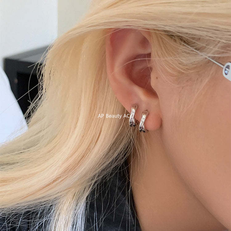 A관 - 크로스 심플 디자인 925 은침 귀걸이 [EH-4344] 25.12-2