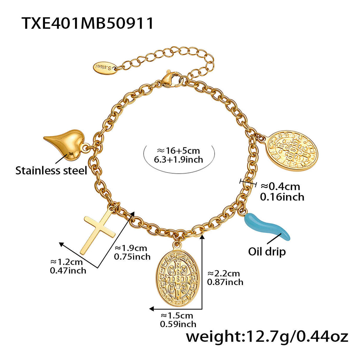 D관 - 원형 예수상 펜던트 스테인리스 스틸 목걸이 팔찌 [TXP401-TXE401] 25.09-3