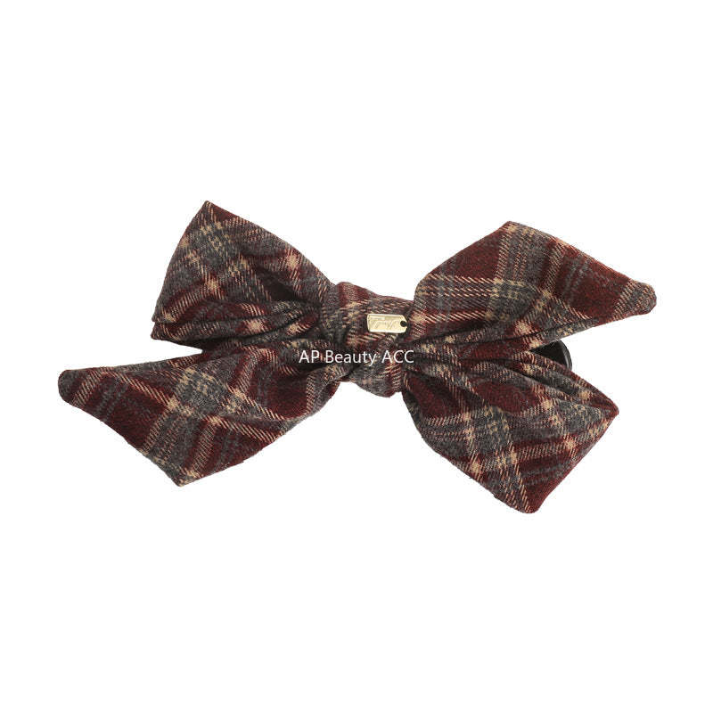 E관 - 체크 도트 리본 골드 포인트 집게핀 [27749] 25.12-1