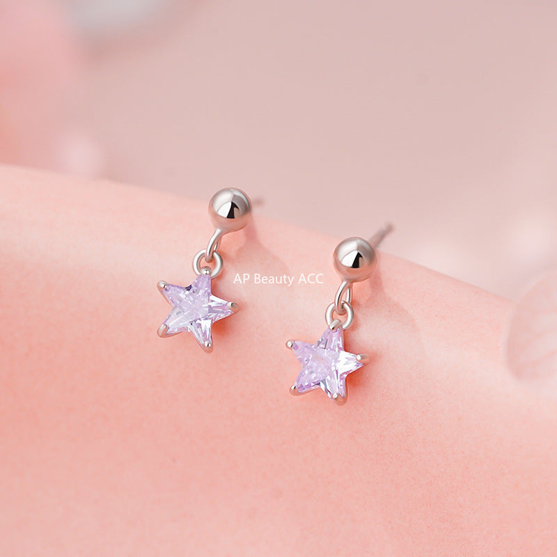 B관 - 925 실버 별 모양 큐빅 드롭 스터드 귀걸이 [YC5998E_1] 25.11-2