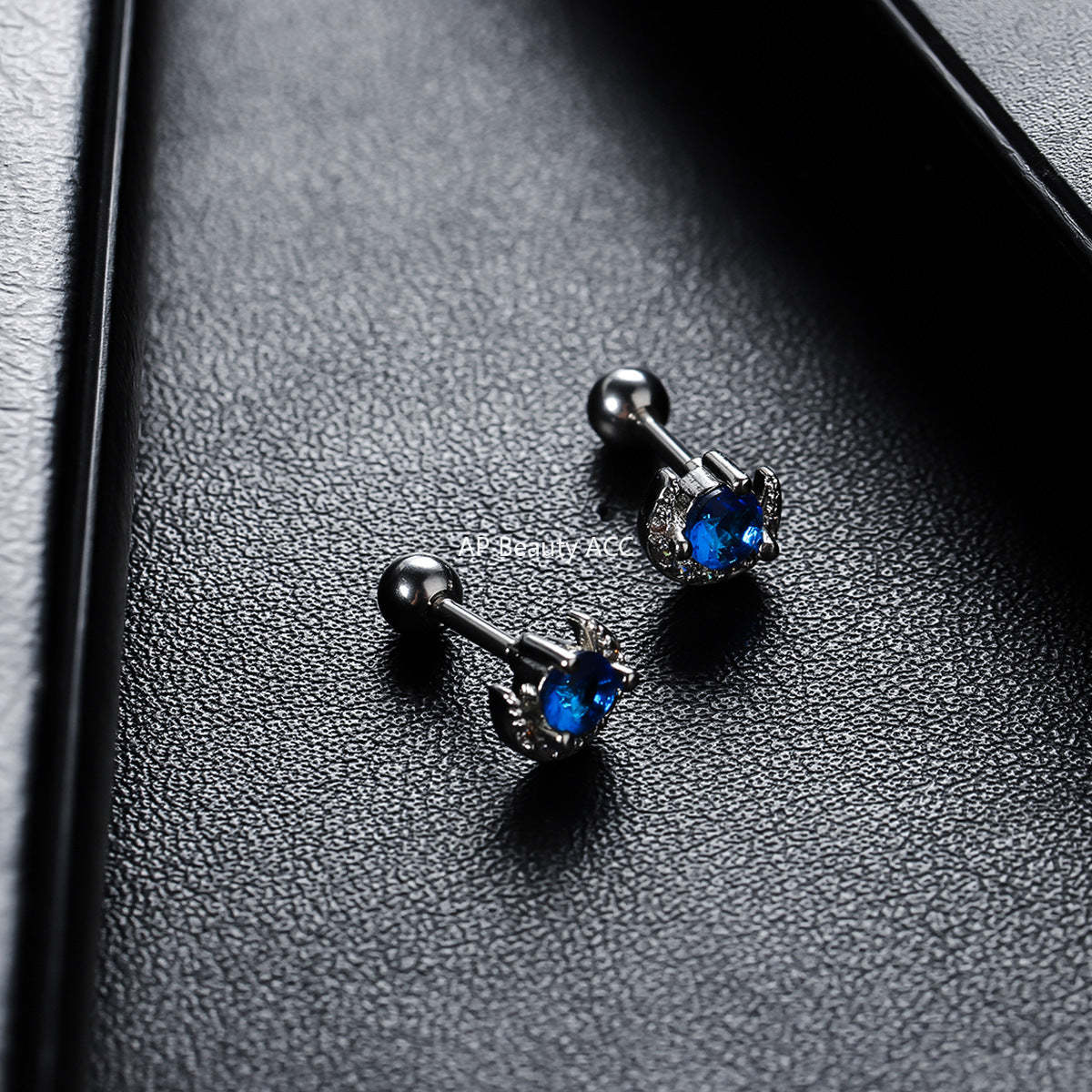 G관 - 블루 문 나선 큐빅 피어싱 귀걸이 [ER854] 25.09-4