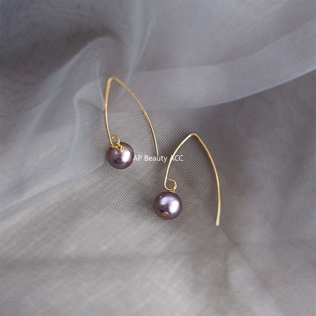 C관 - 고급스러운 핸드메이드 글라스 진주 은침 귀걸이 [3996] 24.05-3