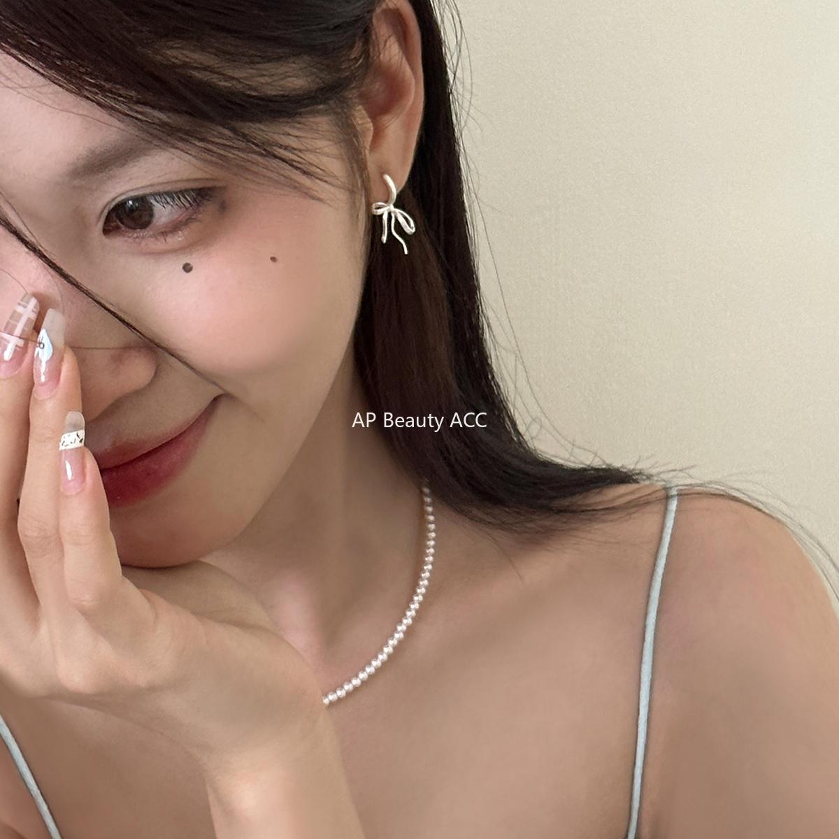 A관 - 리본 모양 샌딩 925 은침 귀걸이 [EH-3250.SJ] 25.12-2